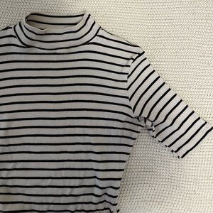 Brandy Melville Striped Mock Neck Top
